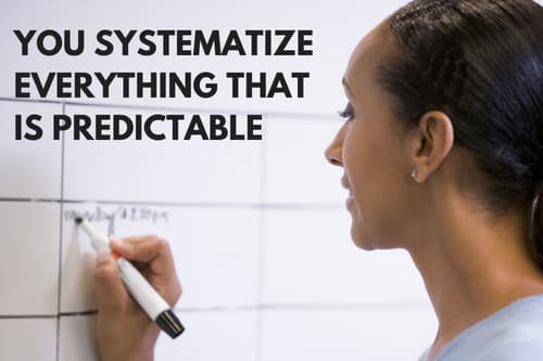 You systematize everything that is predictable
